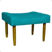Puff Decorativo Para Sala Recepção Quarto Penteadeira Requinte Suede Azul Turquesa