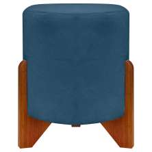 Puff Decorativo Redondo Confortável Para Sala Penteadeira Eloah Suede Azul Marinho
