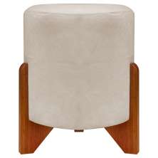 Puff Decorativo Redondo Confortável Para Sala Penteadeira Eloah Suede Bege