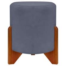 Puff Decorativo Redondo Confortável Para Sala Penteadeira Eloah Suede Cinza