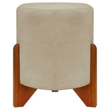 Puff Decorativo Redondo Confortável Para Sala Penteadeira Eloah Suede Nude