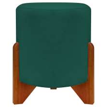 Puff Decorativo Redondo Confortável Para Sala Penteadeira Eloah Suede Verde