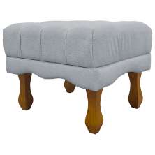 Puff Decorativo Retangular Para Sala Quarto Penteadeira Duque Luxo Bouclé Capitonê Cinza