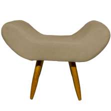 Puff Para Sala, Quarto E Escritório Decorativo Emilia Suede Nude Pé Castanho - Clique E Decore
