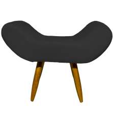 Puff Para Sala, Quarto E Escritório Decorativo Emilia Suede Preto Pé Castanho - Clique E Decore