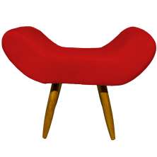 Puff Para Sala, Quarto E Escritório Decorativo Emilia Suede Vermelho Pé Castanho - Clique E Decore