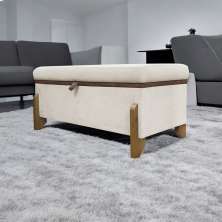 Puff Recamier Baú Para Sala Quarto Cama Casal 100 cm Versallies Boucle Bege
