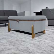 Puff Recamier Baú Para Sala Quarto Cama Casal 100 cm Versallies Boucle Cinza