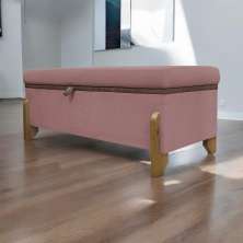 Puff Recamier Baú Para Sala Quarto Cama King 200 cm Versallies Boucle Rosê
