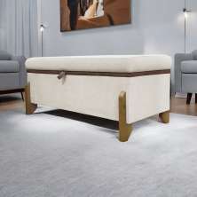 Puff Recamier Baú Para Sala Quarto Cama Queen 150 cm Versallies Boucle Bege