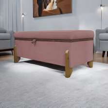 Puff Recamier Baú Para Sala Quarto Cama Queen 150 cm Versallies Boucle Rosê