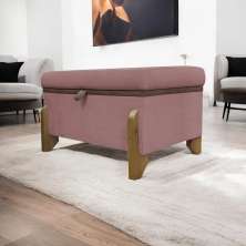Puff Recamier Baú Para Sala Quarto Cama Solteiro 50 cm Versallies Boucle Rosê