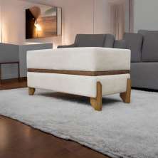 Puff Recamier Para Sala Quarto Cama Casal 100 Cm Kodama Boucle Bege