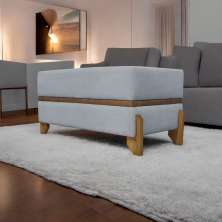 Puff Recamier Para Sala Quarto Cama Casal 100 Cm Kodama Boucle Cinza