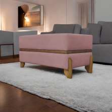 Puff Recamier Para Sala Quarto Cama Casal 100 Cm Kodama Boucle Rosê