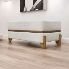 Puff Recamier Para Sala Quarto Cama King 200 Cm Kodama Boucle Bege