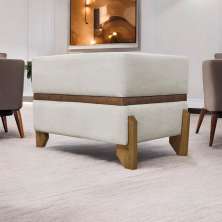 Puff Recamier Para Sala Quarto Cama de Solteiro 50 Cm Kodama Boucle Bege