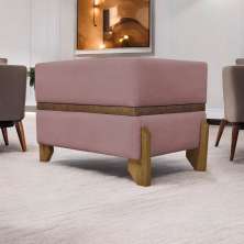 Puff Recamier Para Sala Quarto Cama de Solteiro 50 Cm Kodama Boucle Rosê