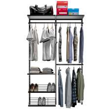 Closet Aberto Aramado Preto Parede Cabideiro Araras Pratelei