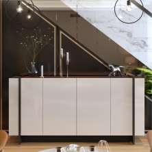 Bancada Lyons com Nichos Off White Nogueira Preto