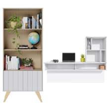 Escrivaninha Suspensa Lilac com estante de Livros Link Branco fosco Tauari nobre Colibri Moveis