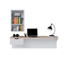 Escrivaninha de estudo Tech 135cm com 1 gaveta Branco fosco Taurani Nobre Colibri Moveis