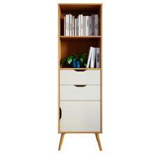 Estante de Livro Lisboa M-105 com 1 Porta 2 Gavetas M-105 Freijo Off White Colibri Moveis