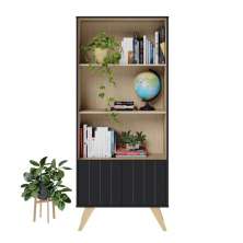 Estante de livros Link com 2 portas e 3 prateleiras Preto fosco Taurani Nobre Colibri Moveis