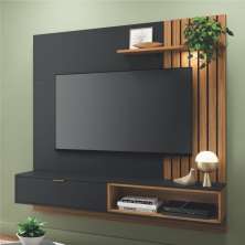 Estante para TV com Ripas e Nichos Mit 1.6 Preto Noce