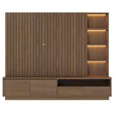 Home Frisado para TVs de 82" com Led Marselha Amendoa