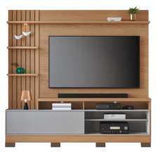 Home Ripado TVs 65" e  8 Pés Cia Freijó Cinza Fosco