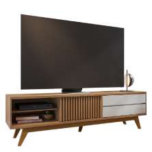 Bancada Rack Para TV 75 Polegadas 200 cm Veneza Freijo OFF White Matte CLB