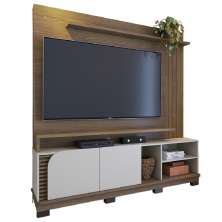 Estante Home Para TV 75 Polegadas Amendoa Off White Matte Jurere CLB