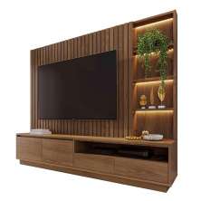 Home Estante Rack Cancun Para TV até 82 Polegadas Amendoa