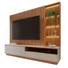 Home Estante Rack Cancun Para TV até 82 Polegadas Freijo/Off White Matte