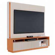 Home Estante Rack Jordão Para TV até 75 Polegadas com LED Off White Matte/Freijo
