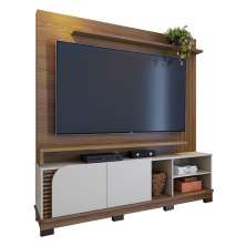 Home Estante Rack Jurere 1800 LED Para TV até 75 Polegadas Amendoa/Off White Matte
