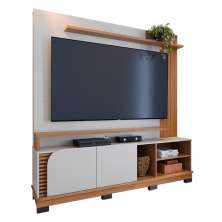 Home Estante Rack Jurere 1800 LED Para TV até 75 Polegadas Off White Matte/Freijo