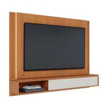 Painel Home Suspenso Loa Para TV até 75" Polegadas Com LED Freijo/Off White Matte