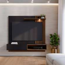 Painel para TV até 60 Polegadas Tocantins Noce Milano e Preto Fosco