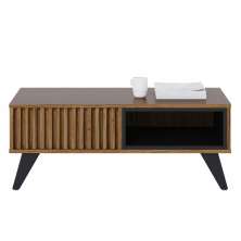 Mesa de Centro Kerry 1 Nicho 4 Pés em Madeira Maciça Noce Milano / Preto Fosco