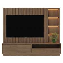 Painel Home Ripado Canção 4 Gavetas MDP 82" Polegadas Amêndoa