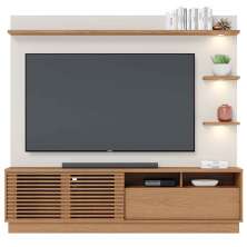Painel Home Theater Conquista 1 Porta 70" Polegadas Freijó / Off White Matte