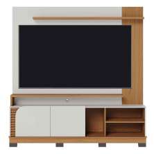 Painel Home Theater Jureli 2 Portas 1.8 até 75" Polegadas Off White Matte / Freijó