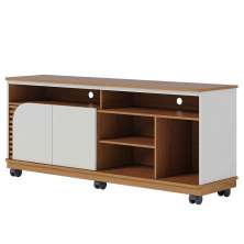 Rack Bancada Jureli 2 Portas 5 Nichos TV até 65" Polegadas Freijó / Off White Matte