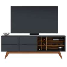 Rack Bancada Paraíso 2 Portas TV 70" Polegadas Preto Fosco / Noce Milano