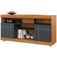 Rack Bancada Tayara 2 Portas 6 Pés 47" Polegadas Noce Milano / Preto Fosco