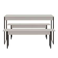 Conjunto de Mesa de Jantar com 2 Bancos Studio Branco e Preto