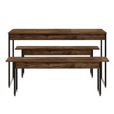 Conjunto de Mesa de Jantar com 2 Bancos Studio Carvalho Dark e Preto