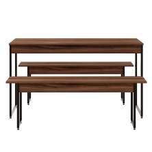 Conjunto de Mesa de Jantar com 2 Bancos Studio Nogal e Preto